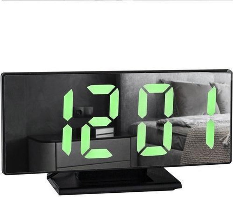 Multifunktionaler digitaler Wecker – Spiegeluhr mit Wecker und Thermometer – 4 in 1 – Schwarz