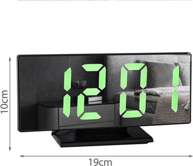 Multifunctional Digital Alarm Clock - Mirror Clock with Alarm Clock and Thermometer - 4 in 1 - Black