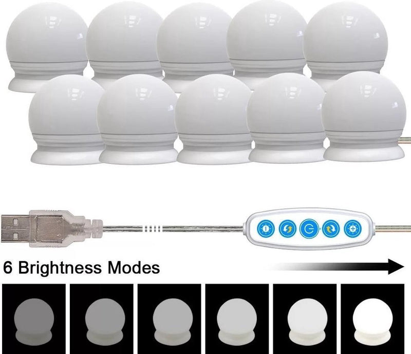 Hollywood Spiegellampen – Spiegelverlichting met 10 LED lampen – Dimbare Make Up Spiegel lamp – 4 meter kabel