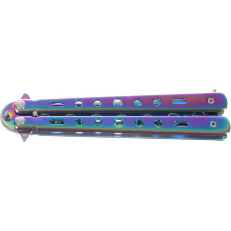 Butterfly Knife Trainer - Butterfly Knife Trainer - Bone - Unsharpenable - Rainbow - Fidget Toy - Stainless Steel