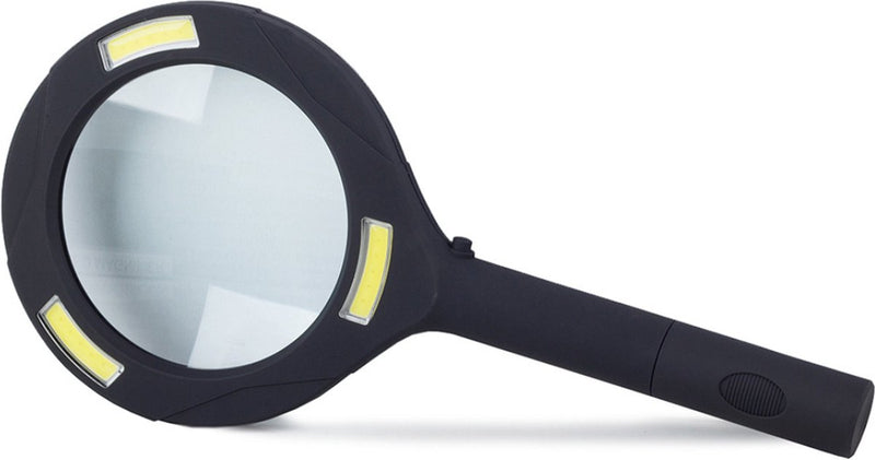 Loupe with LED lighting - Handheld magnifier Black - Magnifying glass/Loupe with 3x magnification - Reading Magnifier - Magnifying glass for Diamond Painting, Ministek - Reading magnifier for the visually impaired - Handheld magnifier on LED lighting