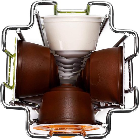 Cheffinger - Dispenser voor 32 Dolce Gusto Capsules Slanke Rotatieve Toren 360° van Metaal, Zilveren