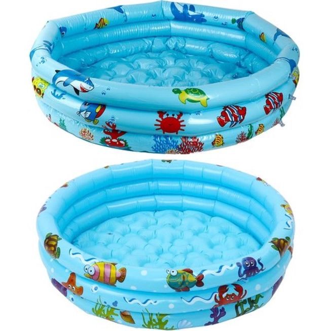 Kruzzel - Paddling Pool with Inflatable Bottom - Soft Bottom - Blue - 80 cm - Inflatable Pool with Animals