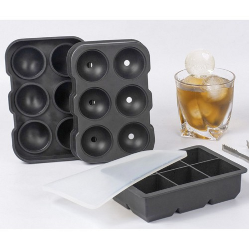 2 in 1 Ice Cube Mold Round and Cube - XXL Size - High Quality Silicone - Tamper-proof Design - Reusable - Including Funnel - Round Ice Cube Mold - Cube Ice Cube Mold 