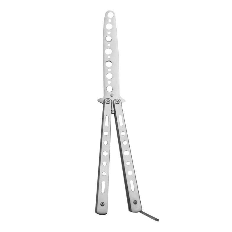 Butterfly Knife Trainer - Butterfly Knife Trainer - Bone - Unsharpenable - Silver - Fidget Toy - Stainless Steel