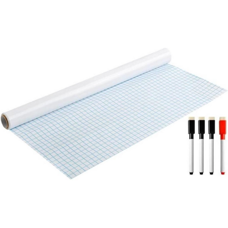 Whiteboard Folie - Whiteboard - Weekplanner - Zelfklevend - Stiften - Markers - Wisser - 200 cm x 45 cm - Roll