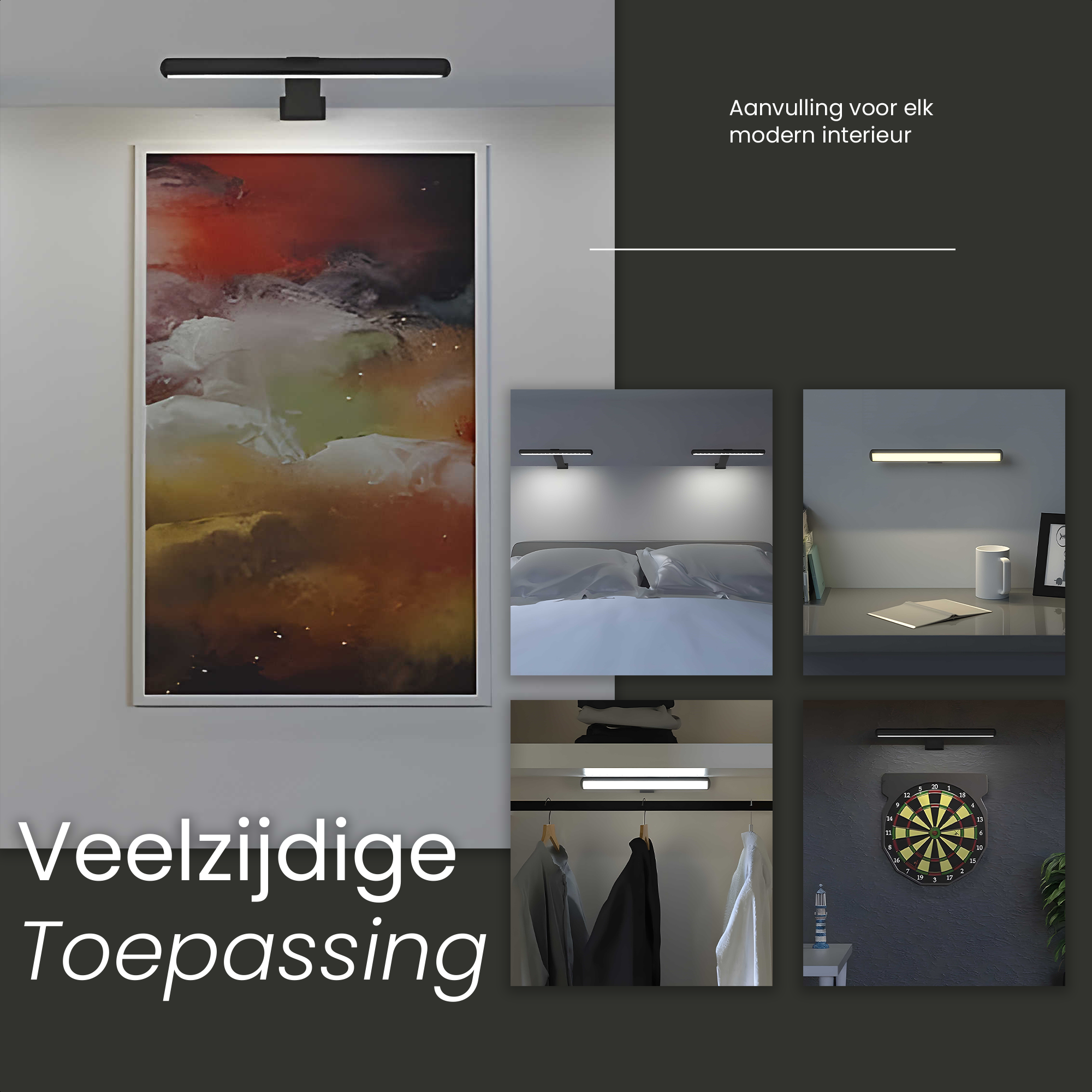 Oplaadbare Schilderijverlichting - Draadloze Wandlamp - Draadloze Schilderijverlichting Oplaadbaar - Touch en remote - Dimbaar LED 3000K/4000K/6500K - Oplaadbare Schilderijlamp Snoerloos - Sterke Accu Schilderijlamp