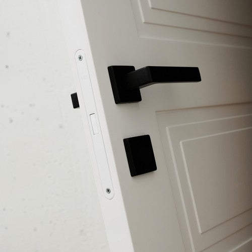 Door Handle with Key Rosette - Matt Black - Door Handle with Rosette - Door Hardware Set - Square
